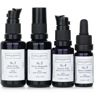 & Edible Beauty On The Fly Travel Mini Kit: Cleansing Milk 15ml+ Toner Mist 30ml+ Ageless Serum 10ml+ Hydrating Lotion 15ml