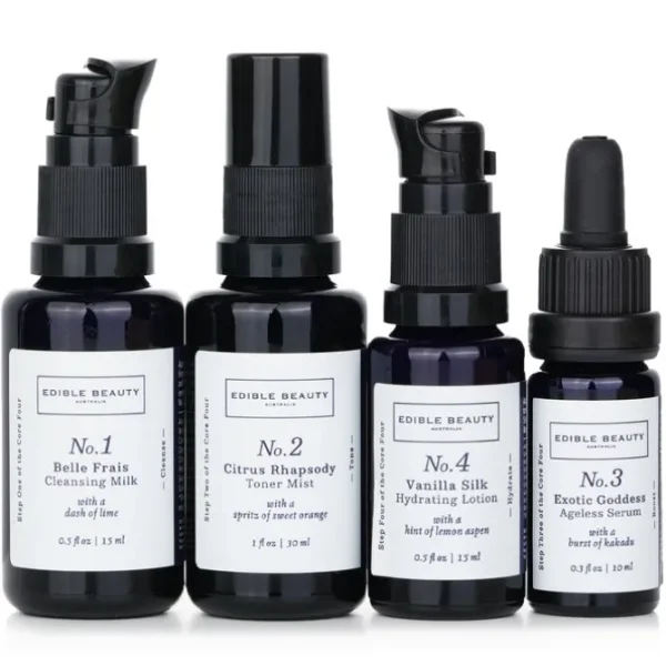 & Edible Beauty On The Fly Travel Mini Kit: Cleansing Milk 15ml+ Toner Mist 30ml+ Ageless Serum 10ml+ Hydrating Lotion 15ml
