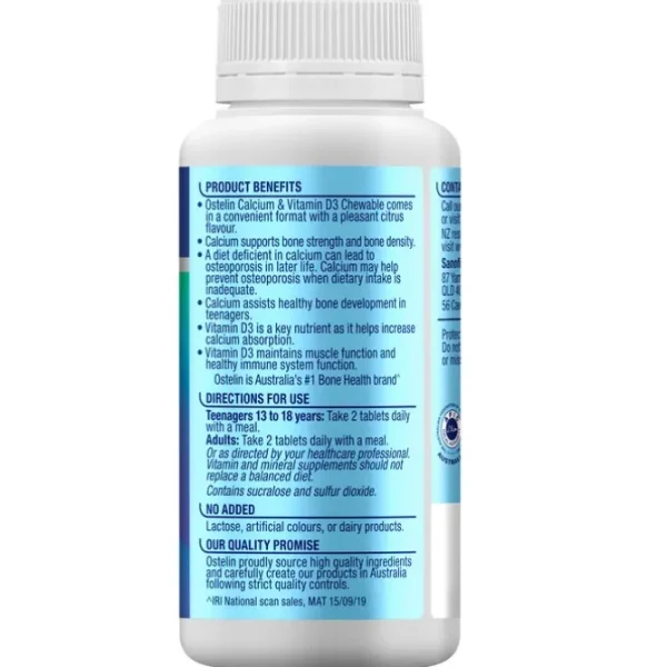 [Authorized Sales Agent] Ostelin Calcium & Vitamin D Chewable - 60 Tablets