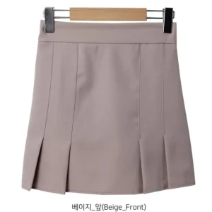 Back Banding Pleats Mini Skirt
