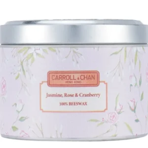 100% Beeswax Tin Candle - Jasmine Rose Cranberry