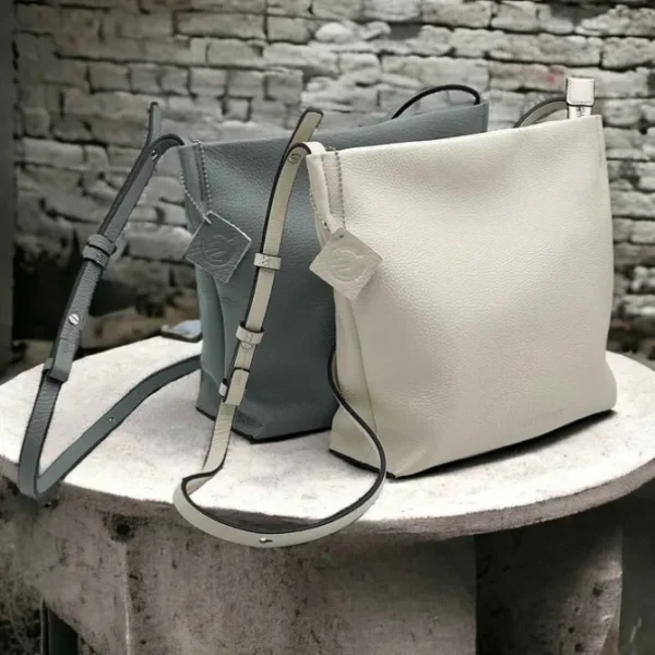 Calista Poppy Cowhide Crossbody Leather Bag(White)