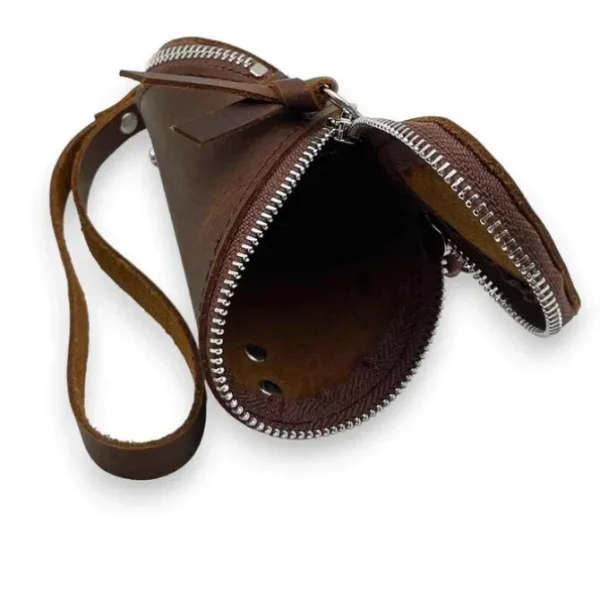 Calliope Distressed Business Leather Coin Pouch / Pulse(Coffee)