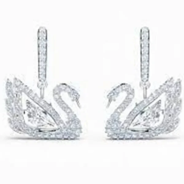 Dancing Swan drop earrings Swan 5514420 - White, Rhodium plated