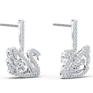 Dancing Swan drop earrings Swan 5514420 - White, Rhodium plated