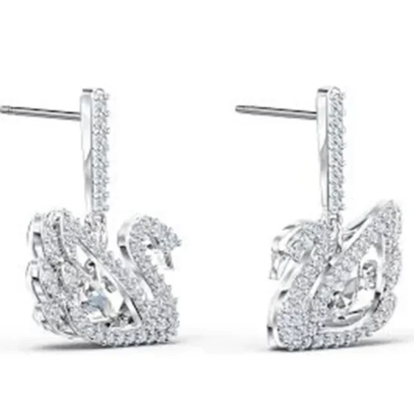 Dancing Swan drop earrings Swan 5514420 - White, Rhodium plated