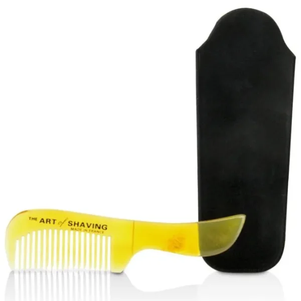 Horn Mustache Comb - Black Suedine
