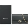 Icon GG Interlocking Wallet On Chain Black Crossbody Bag 615523
