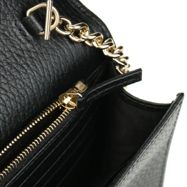 Icon GG Interlocking Wallet On Chain Black Crossbody Bag 615523