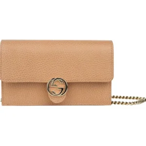 Icon GG Interlocking Wallet On Chain Light CamelCrossbody Bag 615523