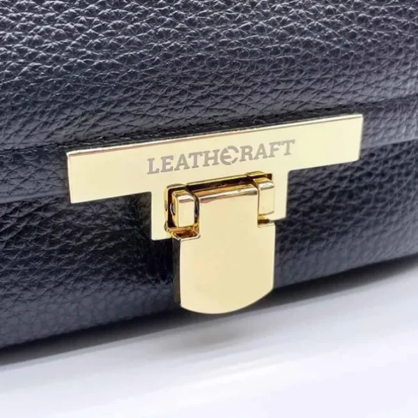 ISHA Pebbled Leather Small Shoulder Satchel Bag(Black)