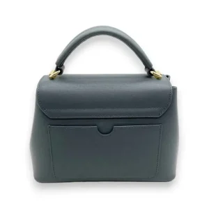IVORY Genuine Leather Small Shoulder Handbag (Top-Handle)(BLUE)