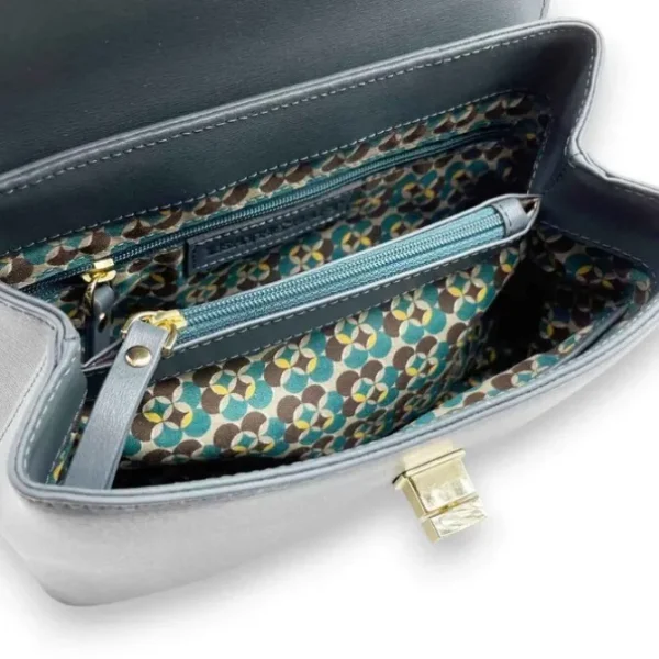 IVORY Genuine Leather Small Shoulder Handbag (Top-Handle)(BLUE)