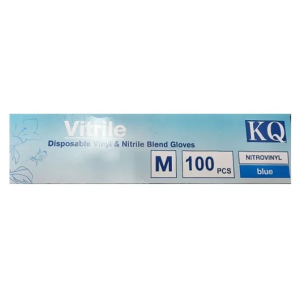 KQ - Vitrile Disposable Vinyl & Nitrile Blend Gloves -blue (M)