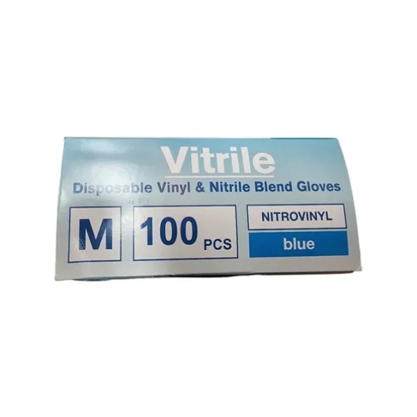 KQ - Vitrile Disposable Vinyl & Nitrile Blend Gloves -blue (M)