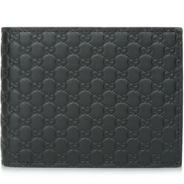 Leather Micro GG Guccissima Trifold Wallet 217044