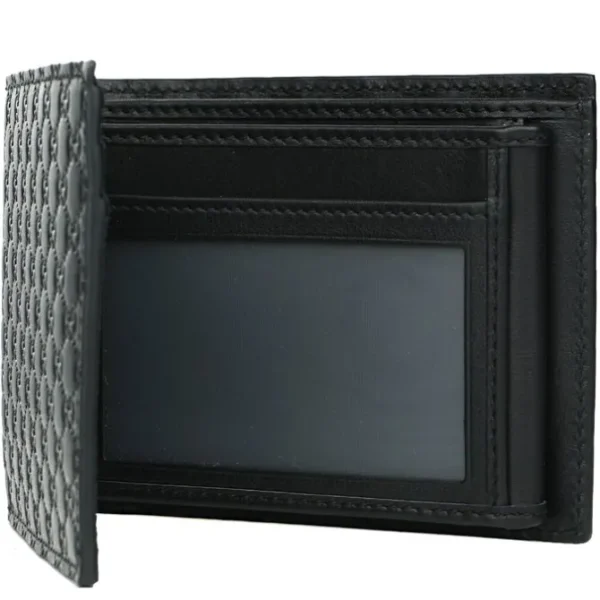 Leather Micro GG Guccissima Trifold Wallet 217044