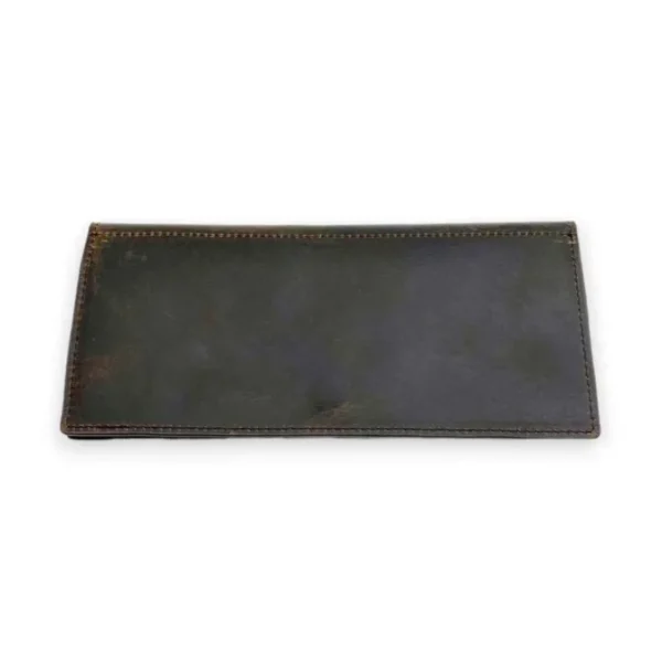 LENNON Crazy Horse Leather Travel Long Wallet(Dark Brown)