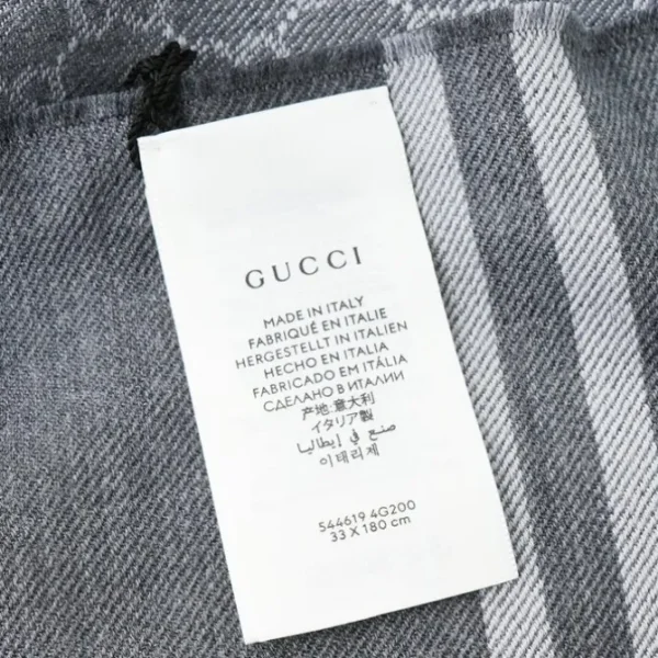 Reversible Arlisse GG Guccissima Scarf Muffler 544619 Grey