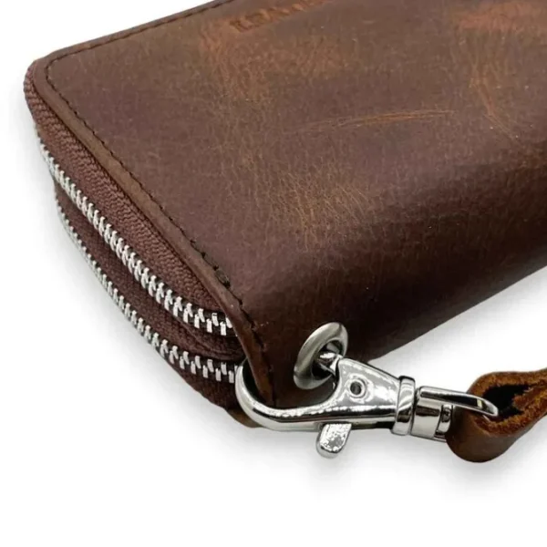 RHYS Distressed Leather Card And Key Pouch / Case(Coffee)