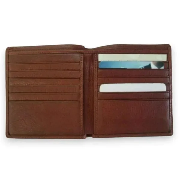 RYDER RFID Blocking 12 Pockets Genuine Full Grain Leather Wallet(brown)