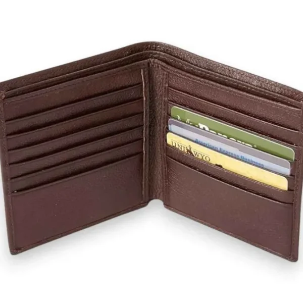 RYDER RFID Blocking 12 Pockets Genuine Full Grain Leather Wallet(brown)