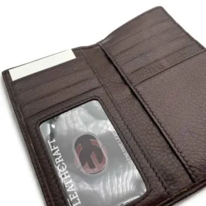SAHRA business leather snap front coin wallet with zip(Brown)