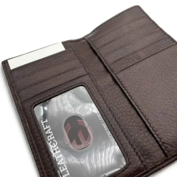 SAHRA business leather snap front coin wallet with zip(Brown)
