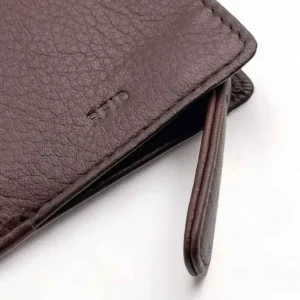 SAHRA business leather snap front coin wallet with zip(Brown)