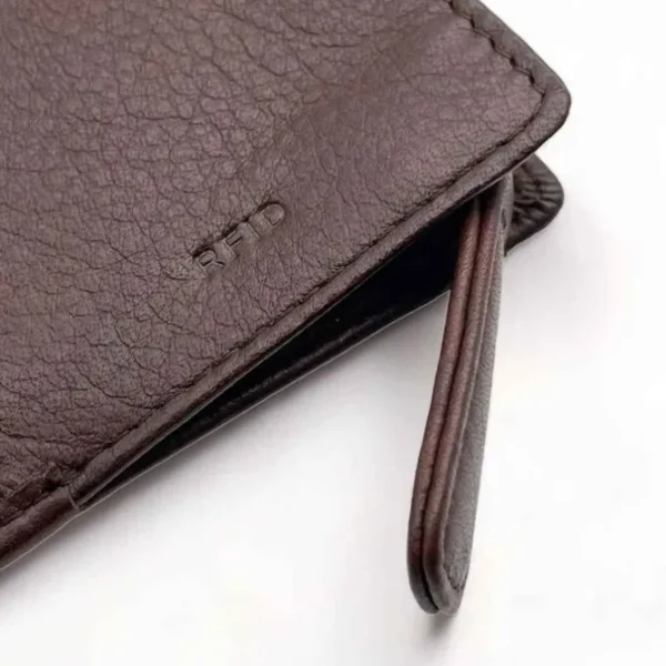SAHRA business leather snap front coin wallet with zip(Brown)