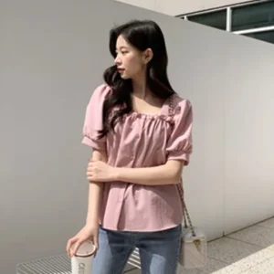 Square Neck Puff Sleeve Blouse