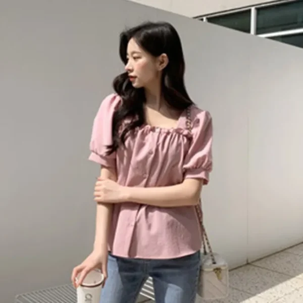 Square Neck Puff Sleeve Blouse