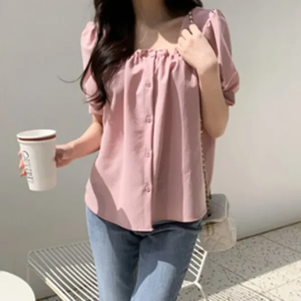 Square Neck Puff Sleeve Blouse