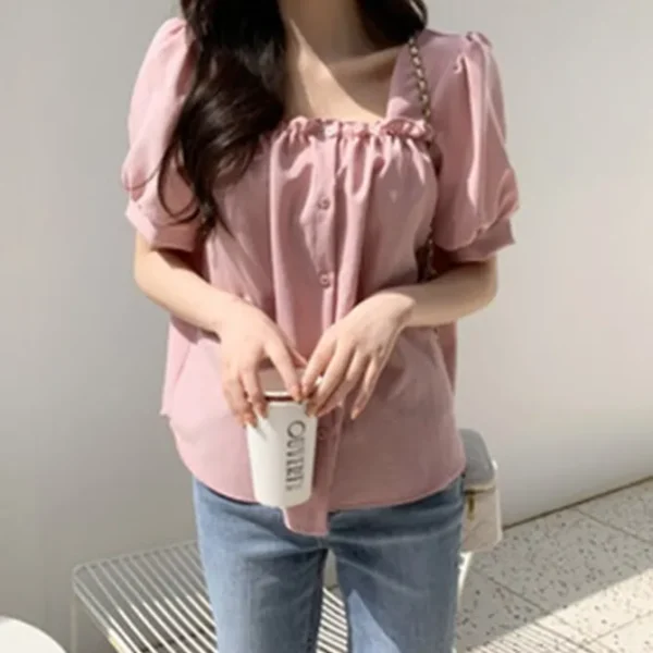 Square Neck Puff Sleeve Blouse