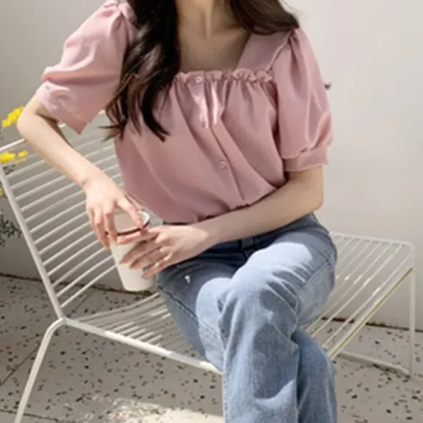 Square Neck Puff Sleeve Blouse