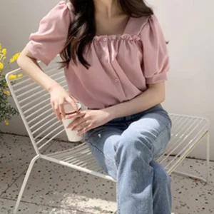 Square Neck Puff Sleeve Blouse