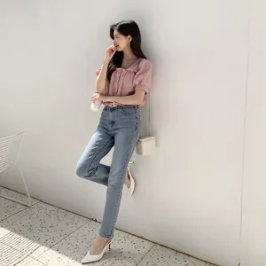 Square Neck Puff Sleeve Blouse