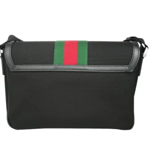 Techno Canvas Web Stripe Black Messenger Bag 630921