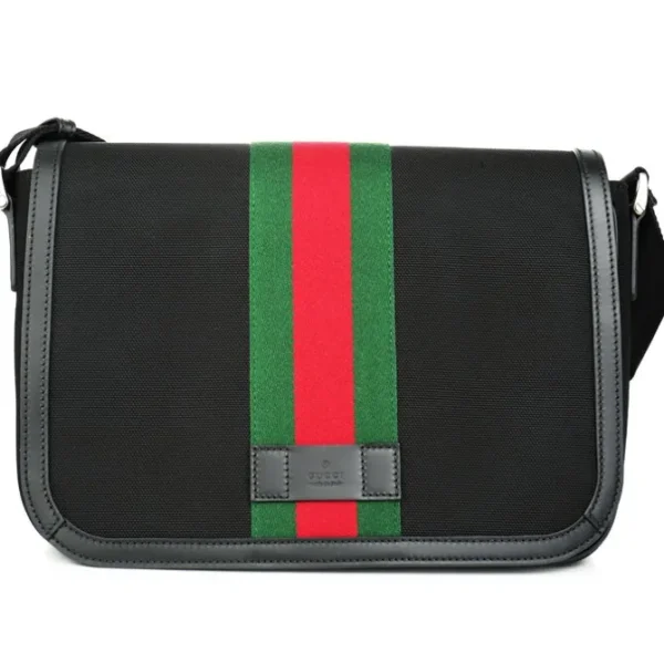 Techno Canvas Web Stripe Black Messenger Bag 630921