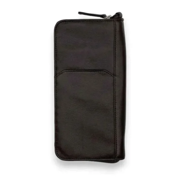 THEO Business Leather RFID Zipper Travel Passport Wallet & Organizer(brown)