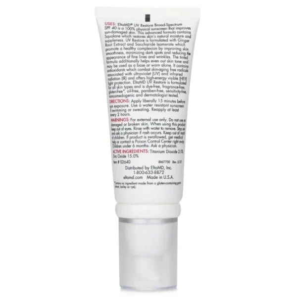 UV Restore Physical Facial Sunscreen SPF 40 - Tinted
