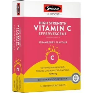 Vitamin C 1000mg Effervescent Tablets Strawberry Flavor