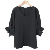 V-Neck Loose Fit Ruffle Blouse