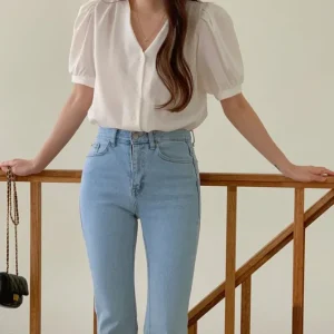 V-Neck Puff Sleeve Blouse