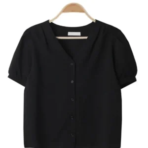 V-Neck Puff Sleeve Blouse