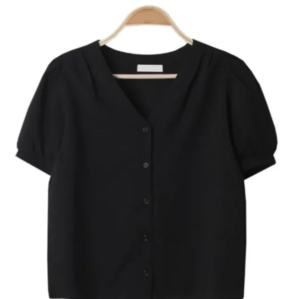 V-Neck Puff Sleeve Blouse