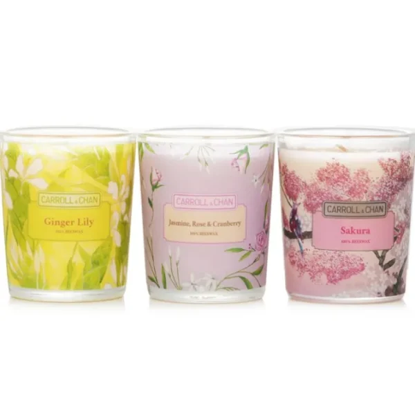 3 Votive Set: Sakura, Jasmine, Rose & Cranberry, Ginger Lily