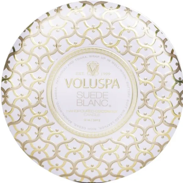 3 Wick Decorative Tin Candle - Suede Blanc