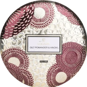 3 Wick Decorative Tin Candle - Gilt Pomander & Hinoki