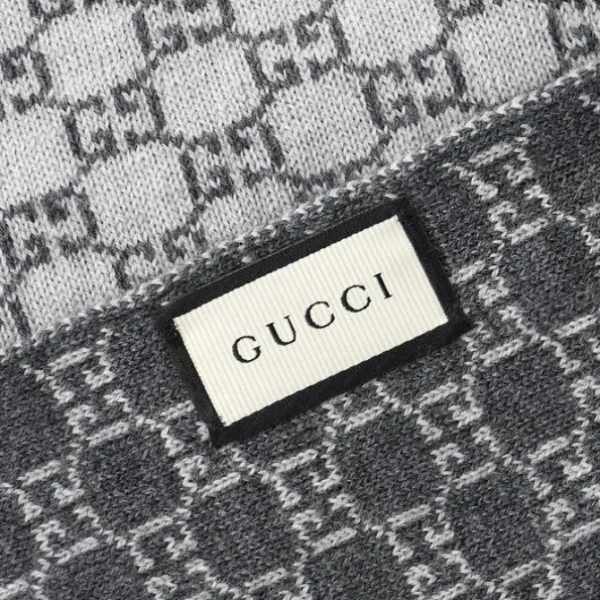 Wool Web Stripe GG Guccissima Scarf 438253